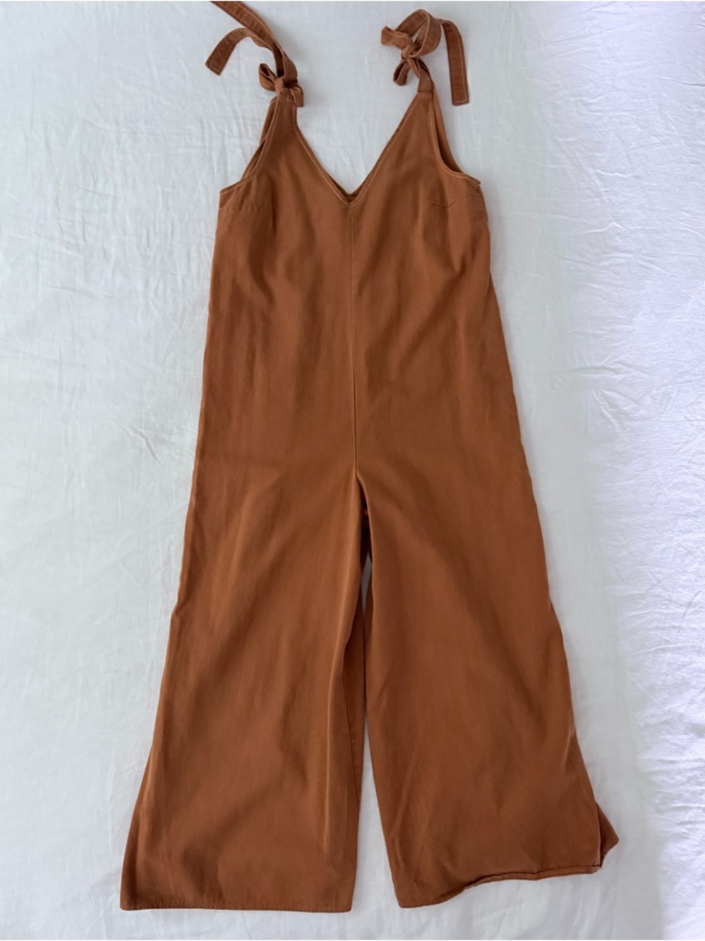 ASOS Rust Tie-Shoulder Wide-Leg Jumpsuit